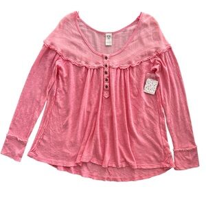 Free People Pink Long Sleeve Top